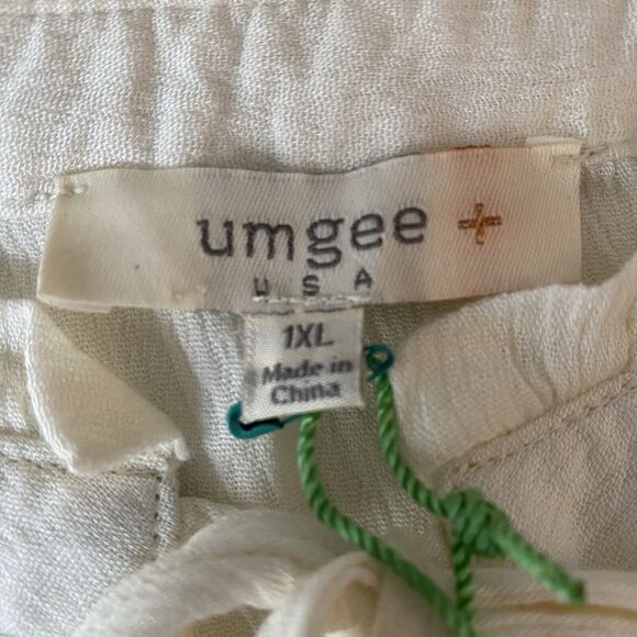 Umgee Babydoll Tunic Embroidered Tiered Boho Blouse Top Sz 1X SemiSheer Coverup - Picture 3 of 12